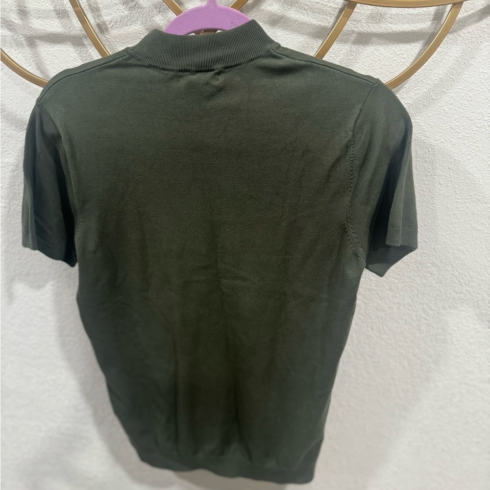Zara Knit olive green short sleeve turtleneck